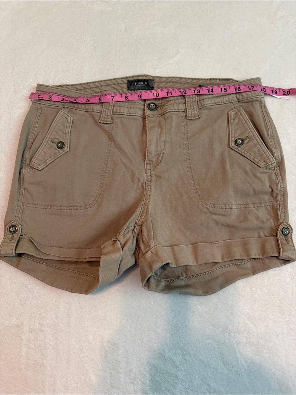 torrid Beige Roll-Cuff Utility Shorts - Picture 6 of 7